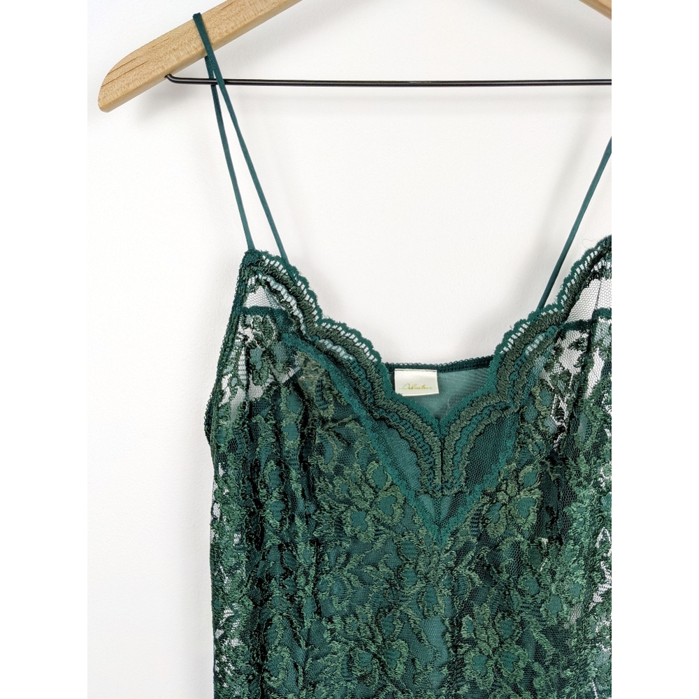 LARGE - Vintage Delicates Green Sheer Lace Negligee USA Made